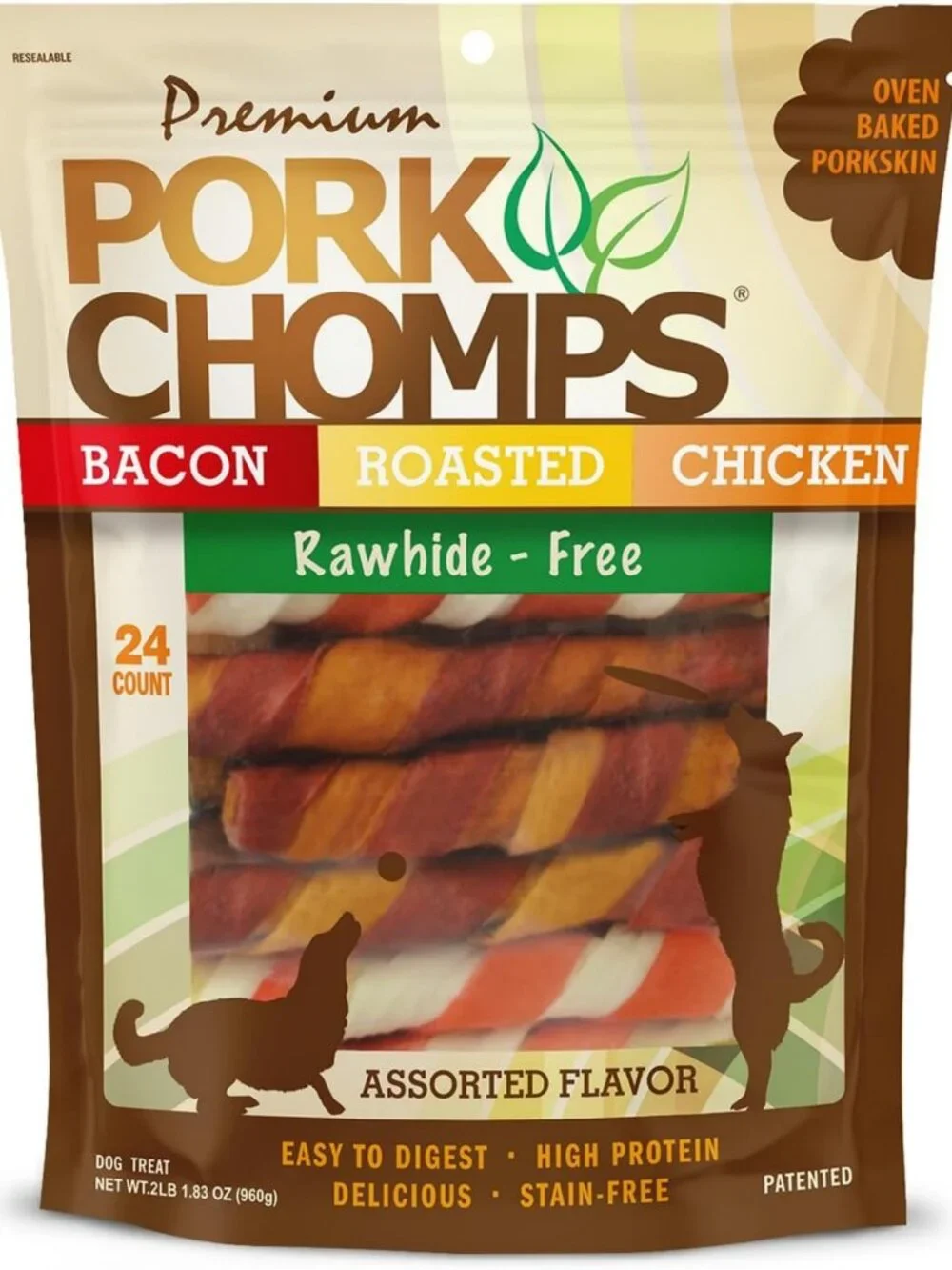 Baked Pork Skin Dog Chews - 6